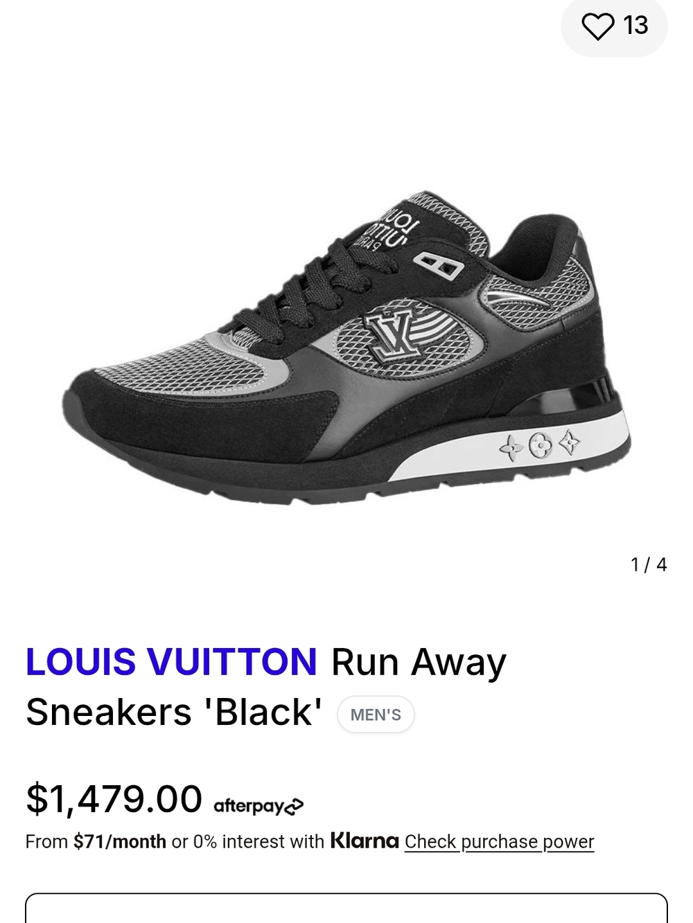 Louis Vuitton Run Away Men's Black Sneakers